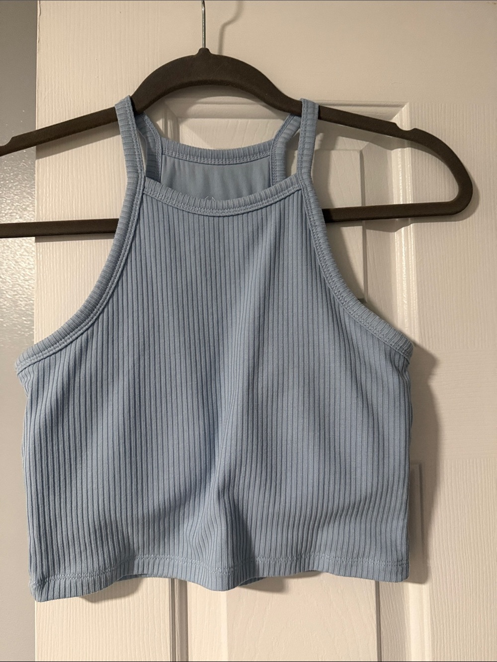 Klassy Network Light Blue Ribbed Crop Tank Top